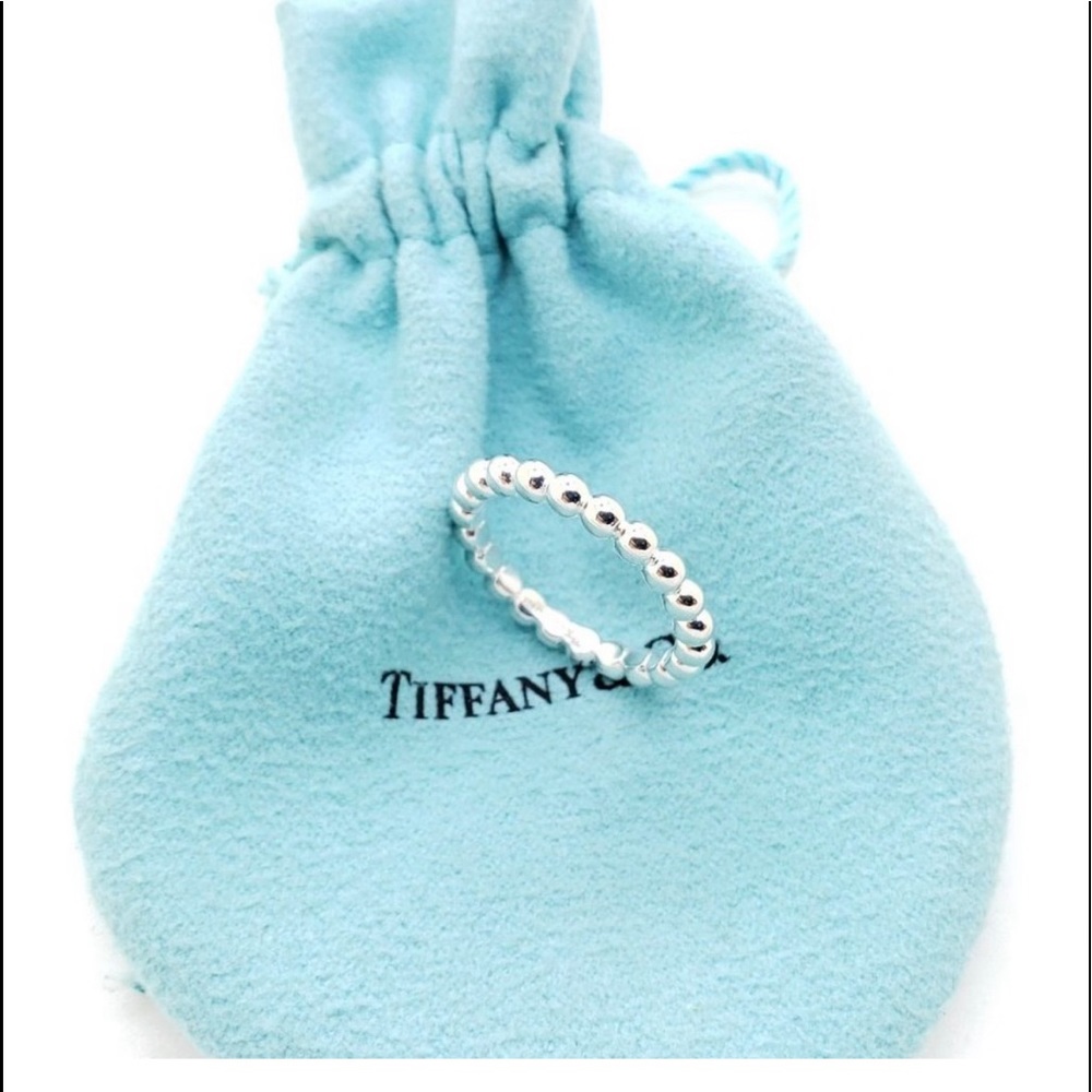 Authentic Tiffany & Co. Ziegfeld Sterling Silver Beaded Stacking Bead Ring Band